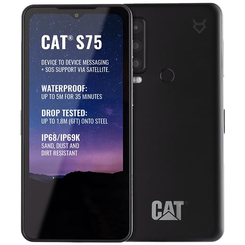 CAT S75 Smartphone Model EU/UK Model BM1S1B w/Satellite Connection Dual SIM Factory Unlocked International Version - Black