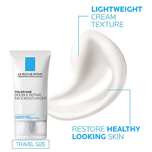 La Roche-Posay Toleraine Skin Care Set | Double Repair Face Moisturizer 40ml & Hydrating Gentle Cleanser 400ml | Oil Free Moisturizer & Face Wash | Formulated with Niacinamide