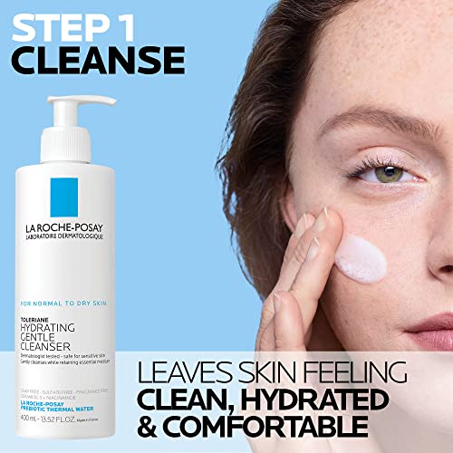 La Roche-Posay Toleraine Skin Care Set | Double Repair Face Moisturizer 40ml & Hydrating Gentle Cleanser 400ml | Oil Free Moisturizer & Face Wash | Formulated with Niacinamide