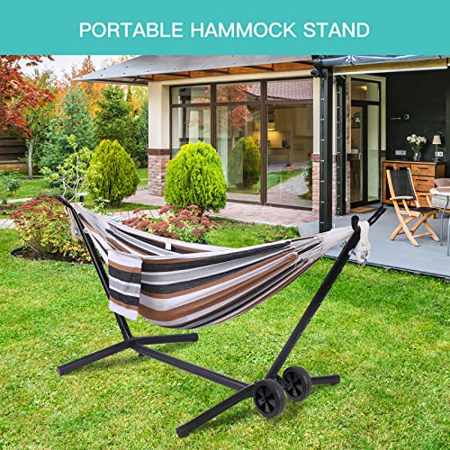 Portable Hammock with Stand Included with Wheels Outdoor Double 2 Person Heavy Duty Hamacas con Base 450 lb Capacity