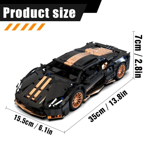 Mesiondy 1:14 Scale Sports Car Building Blocks Set, 1309 Piece Model Kit for Ages 12+ and Adults, Super Car Toys for Boys