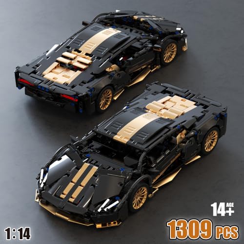 Mesiondy 1:14 Scale Sports Car Building Blocks Set, 1309 Piece Model Kit for Ages 12+ and Adults, Super Car Toys for Boys