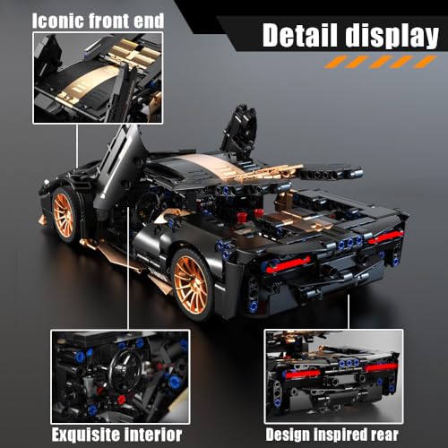 Mesiondy 1:14 Scale Sports Car Building Blocks Set, 1309 Piece Model Kit for Ages 12+ and Adults, Super Car Toys for Boys