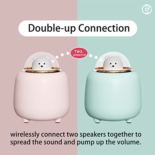 Bluetooth Speaker with Lights, Bear Wireless Speaker with Adjustable Dual Night Light for Kawaii Room Decor, Bedroom Birthday Gifts for Teen Girls Kids Cute Stuff