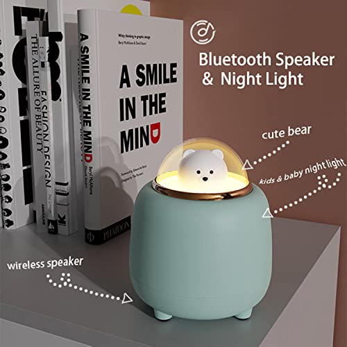 Bluetooth Speaker with Lights, Bear Wireless Speaker with Adjustable Dual Night Light for Kawaii Room Decor, Bedroom Birthday Gifts for Teen Girls Kids Cute Stuff