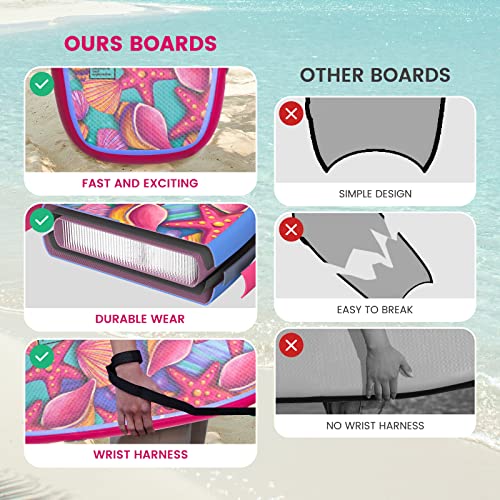 Funwater Body Board - Beach Boogie Board - Ultra Lightweight PVC Core Boogie Board for Beach and Pool, with Wrap Wrist Straps, Foldable, Perfect Surf for Teens and Adults