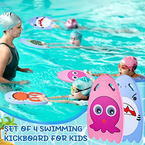 Junkin 4 Pcs Learn Swim Pool Kickboard for Kids Unicorn Bunny Fishtail Mermaid Shark Turtle Octopus Crab Kick Board for Pool Swimming Training Summer Exercise Training Fun Party Favor