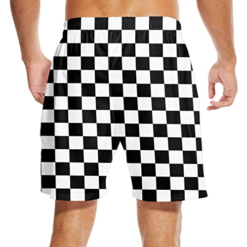 Men's Swim Trunks with Compression Liner Stretch Beach Board Shorts Drawstring Swimsuit 7 inch Inseam