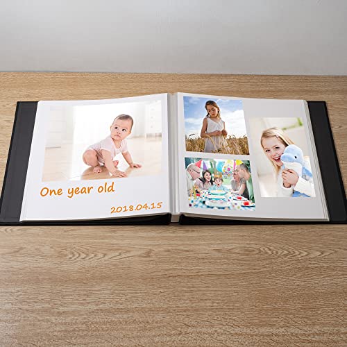 HenPisen Large Photo Album Self Adhesive Scrapbook Album for 4×6 5×7 8×10 Pictures DIY Magnetic Linen Cover Album 40 Pages for Family Wedding Gifts with Metal Pen and Plastic Board