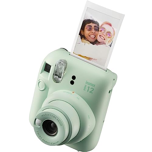 Fujifilm Instax Mini 12 Instant Camera Mint Green + MiniMate Accessory Bundle & Compatible Custom Case + Fuji Instax Film Value Pack (50 Sheets) Flamingo Designer Photo Album