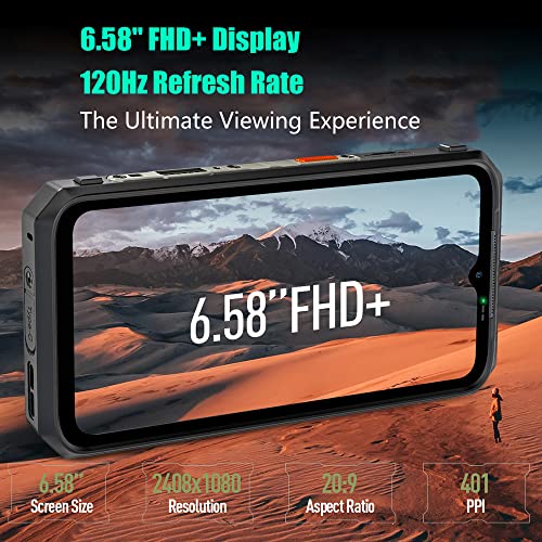 Ulefone Power Armor 19T Thermal Camera Rugged Smartphone, MTK G99 17GB+256GB Android 12 Waterproof Phone, 9600mAh Battery 66W, 108MP, 6.58" FHD+, Dual SIM 4G LTE Rugged Phone, OTG GPS NFC FM