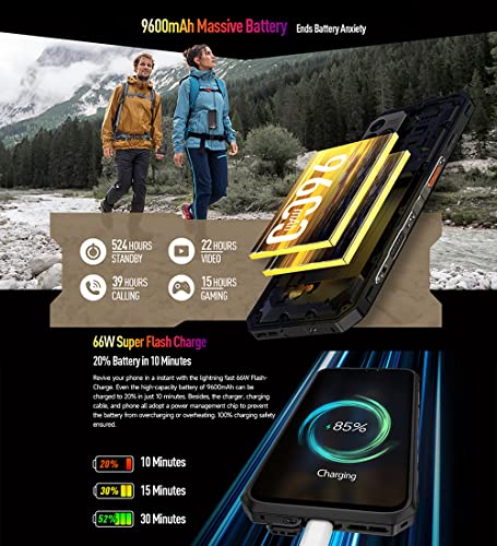 Ulefone Power Armor 19T Thermal Camera Rugged Smartphone, MTK G99 17GB+256GB Android 12 Waterproof Phone, 9600mAh Battery 66W, 108MP, 6.58" FHD+, Dual SIM 4G LTE Rugged Phone, OTG GPS NFC FM