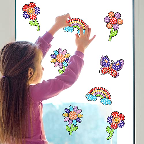 Summer Flower Arts and Crafts, Summer Art Crafts Suncatcher Kits for Children Kids at 6-8, DIY Diamond Painting Kits for Girls at 4 5 10 12