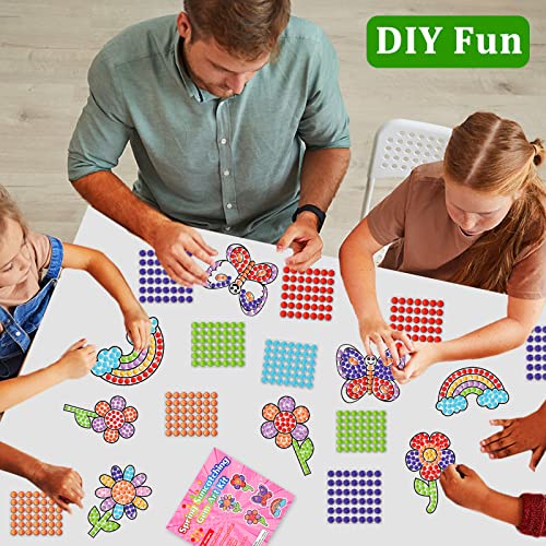 Summer Flower Arts and Crafts, Summer Art Crafts Suncatcher Kits for Children Kids at 6-8, DIY Diamond Painting Kits for Girls at 4 5 10 12