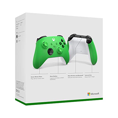 Xbox Wireless Controller Velocity Green - Wireless & Bluetooth Connectivity - New Hybrid D-Pad - New Share Button - Featuring Textured Grip - Easily Pair & Switch Between Devices