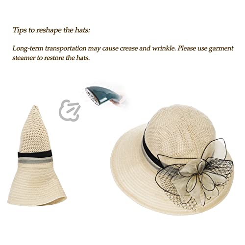 Women Kentucky Organza Derby Hat - Bridal Wedding Church Tea Party Wide Brim Summer Sun Cap