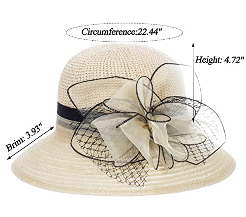 Women Kentucky Organza Derby Hat - Bridal Wedding Church Tea Party Wide Brim Summer Sun Cap