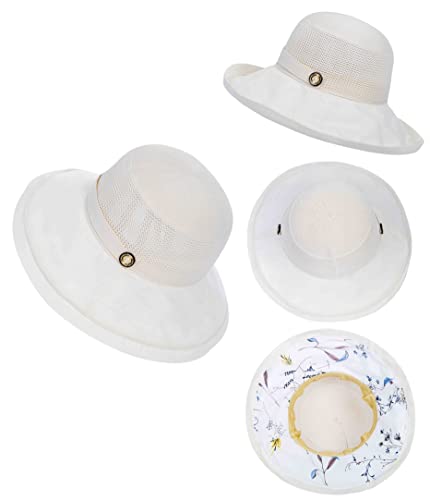 Women-Mesh Summer Sun-Hats, Wide Brim Packable Outdoor UV-Protection Beach Fishing Cap