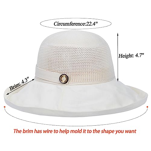 Women-Mesh Summer Sun-Hats, Wide Brim Packable Outdoor UV-Protection Beach Fishing Cap