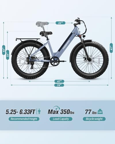 Electric Bike for Adults, 28MPH 40Miles PUCKIPUPPY Ebike 750W with 15AH Removable Battery, Front and Rear Lamps, Shock Absorption, All Terrain 26”Fat Tires for Dirt Mountain Snow and City Road,Samoyed