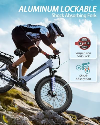 Electric Bike for Adults, 28MPH 40Miles PUCKIPUPPY Ebike 750W with 15AH Removable Battery, Front and Rear Lamps, Shock Absorption, All Terrain 26”Fat Tires for Dirt Mountain Snow and City Road,Samoyed