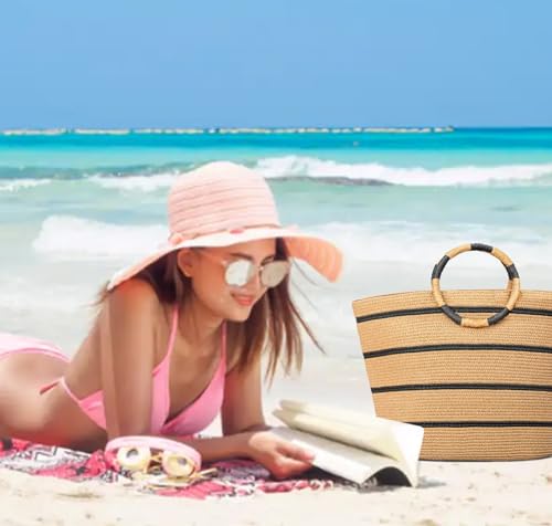 Straw Bag Straw Handbags Tote Bag for Women Straw Tote Bags Rattan Woven Straw Beach Bags for Women Beach Tote Bag