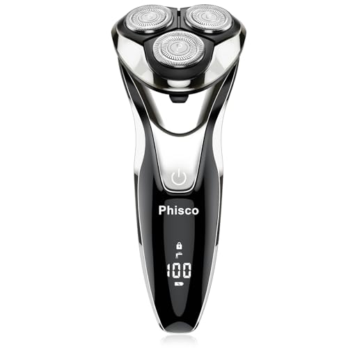 Phisco Men’s Electric Shaver with 3D Floating Heads | Ultra-Close Shave | Dual Concave Blade Net | IPX7 Waterproof | 9000RPM Motor | Ideal for Wet/Dry Shaving