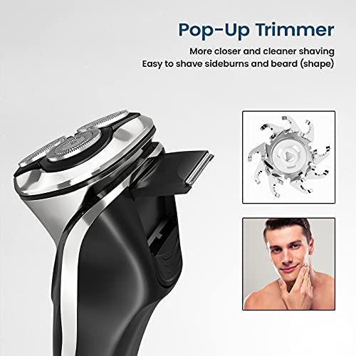 Phisco Men’s Electric Shaver with 3D Floating Heads | Ultra-Close Shave | Dual Concave Blade Net | IPX7 Waterproof | 9000RPM Motor | Ideal for Wet/Dry Shaving