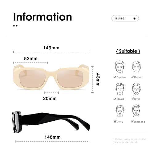 kimorn Rectangle Sunglasses for Women Men Trendy Retro Trendy Sun Glasses 90’s Vintage Square Frame K1307