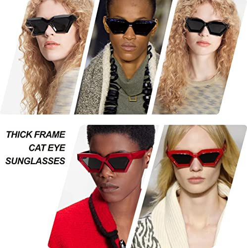 Thick Frame Cat Eye Sunglasses for Women Vintage Trendy Cateye Sun Glasses Retro Style Shades