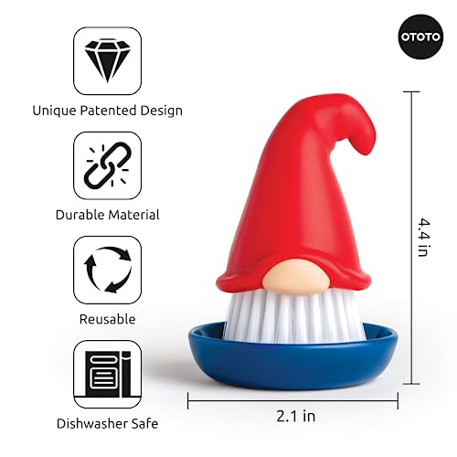 New!! Beardy Dish Brush by Ototo - Dish Scrub Brush, Gnome Gifts, Gnomes, Quirky Gifts, Dish Brush, Cute Kitchen Accessories, Funny Kitchen Gadgets, Vegetable Brush, Cute and Useful Gifts for Women