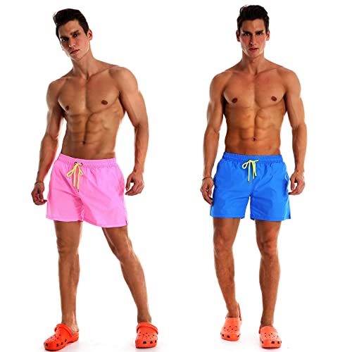 YnimioAOX 2 Pack Men's Swim Trunks Quick Dry Beach Shorts with Mesh Lining