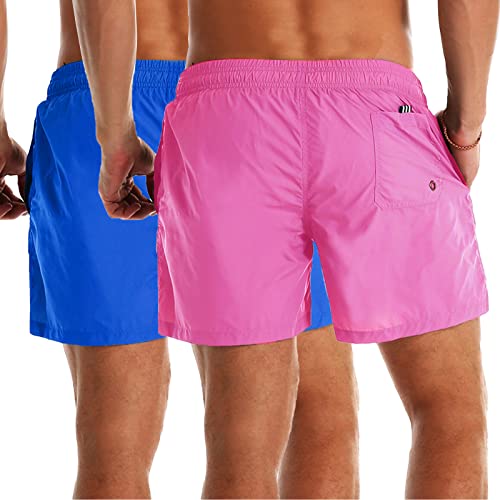 YnimioAOX 2 Pack Men's Swim Trunks Quick Dry Beach Shorts with Mesh Lining