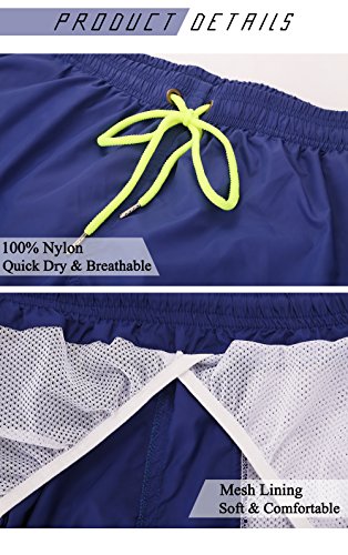 YnimioAOX 2 Pack Men's Swim Trunks Quick Dry Beach Shorts with Mesh Lining