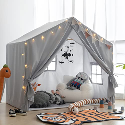 Kids Play Tent, Razee Large Playhouse Tent Indoor, Play House Kids Tent Castle Tent for Girls Boys, Play Cottage (Grey)