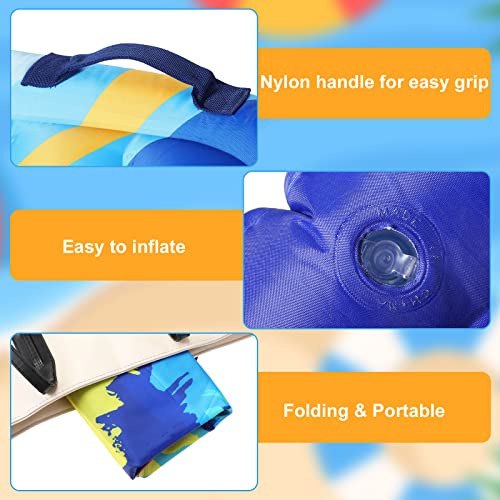 Leitee 2Pcs Inflatable Surf Body Board with Handles, Inflatable Surfboard for Beach Lightweight Swim Floating Surfboard for Kids Learning Surfing, 27.5"x21.7"x5.9