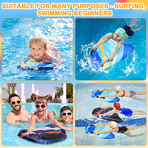 Leitee 2Pcs Inflatable Surf Body Board with Handles, Inflatable Surfboard for Beach Lightweight Swim Floating Surfboard for Kids Learning Surfing, 27.5"x21.7"x5.9