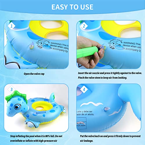 24" 3 Pack Pool Inflatable Floats for Kids, Dinosaur Flamingo Whale Swim Floats Tube Rings,Swimming Rings for Kids Swimming Pool Beach Summer Water Float Party Outdoor