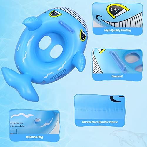 24" 3 Pack Pool Inflatable Floats for Kids, Dinosaur Flamingo Whale Swim Floats Tube Rings,Swimming Rings for Kids Swimming Pool Beach Summer Water Float Party Outdoor