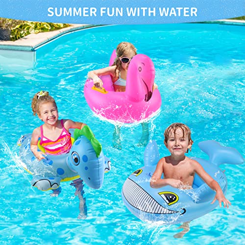 24" 3 Pack Pool Inflatable Floats for Kids, Dinosaur Flamingo Whale Swim Floats Tube Rings,Swimming Rings for Kids Swimming Pool Beach Summer Water Float Party Outdoor