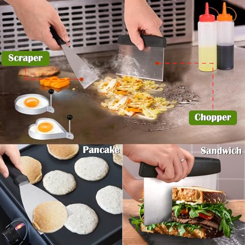 Griddle Accessories Kit for Blackstone and Camp Chef Grilling Black Stone Flat top Griddle Spatula Tools Accessory Set Outdoor Backyard Flattop Barbecue Cooking Gift for Men and Women (16 Piece)