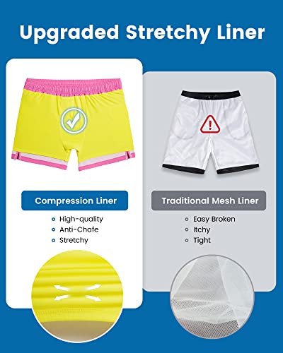 maamgic 5inch Mens Swimming Trunks with Compression Liner 2-in-1 Swim Trunks Stretch Quick Dry Swim Shorts Zipper Pockets