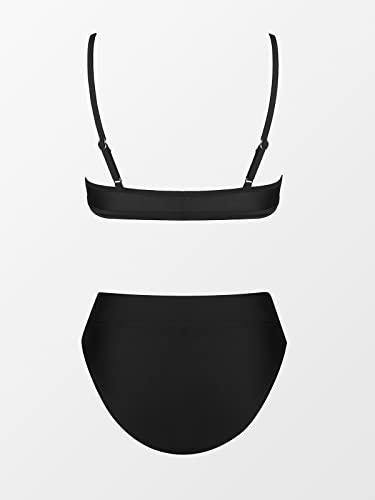 CUPSHE Bikini Set for Women Two Piece Swimsuits Cut Out High Waisted Scoop Neck V Cut Bottom