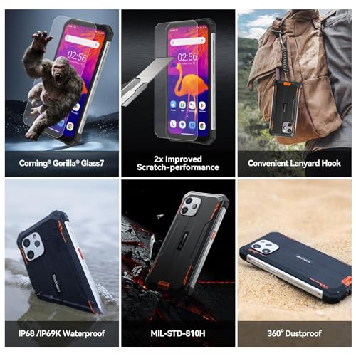 Blackview BV8900 Rugged Smartphone 2023, Thermal Camera Android 13 Phone, 16GB 256GB 1TB TF, Helio P90, 6.5-inch 2.4K FHD+ Display, 10000mAh 33W Fast Charge, 64MP Anti-Shake Camera Rugged Phone, NFC