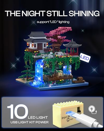 Cherry Bonsai Tree Building Set, Japanese Architecture Building Blocks Set for Adults, Micro Bricks Sakura Tree House Building Kit with Light, Gift for Christmas (3320PCS)