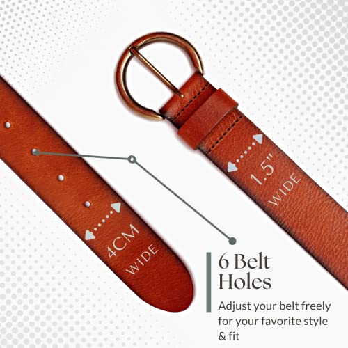 Amsterdam Heritage Leather Belts For Women - Brown Belt Women, Womens Belts For Jeans And Fashion Belts For Women