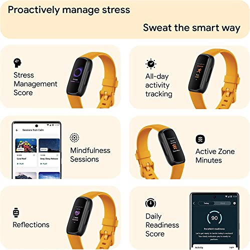 Fitbit Inspire 3 Health & Fitness Activity Tracker (Morning Glow) with Workout Intensity, Sleep Tracking, 2 Sizes Bands, 3.3foot Charging Cable, Wall Adapter, Screen Protectors & PremGear Cloth