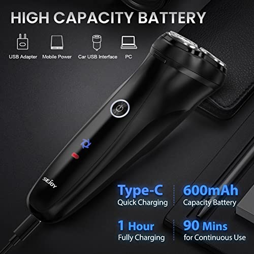 3D Electric Shaver Rotary Shavers,Electric Razor for Men,Rechargeable Electric Razor Shaving Machines, with Pop-up Trimmer,1 Hour Fast Charging,90-Min Shaving,3D Floating Head, LCD Power Indicator