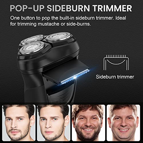 3D Electric Shaver Rotary Shavers,Electric Razor for Men,Rechargeable Electric Razor Shaving Machines, with Pop-up Trimmer,1 Hour Fast Charging,90-Min Shaving,3D Floating Head, LCD Power Indicator