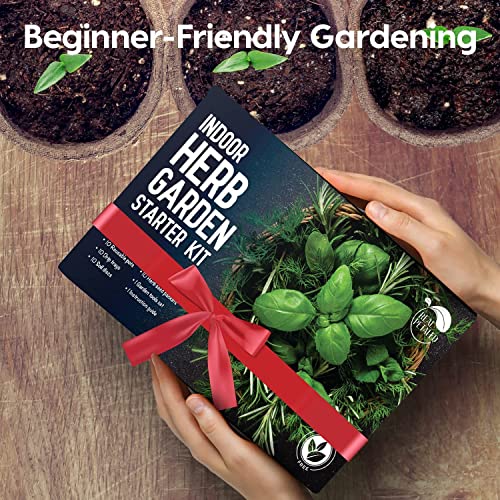 REALPELATED Indoor Herb Garden Kit 10 Non-GMO Herbs- Window Herb Garden Kit with 10 Reusable Pots, Herbs, Drip Trays, Soil Discs - Window Plant Growing Kit - Kitchen Herb Garden Kit Herb Garden Gift